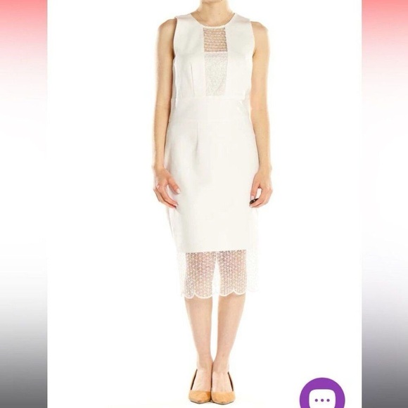 YOANA BARASCHI White Mesh Panel Sheath Dress M - Picture 6 of 10